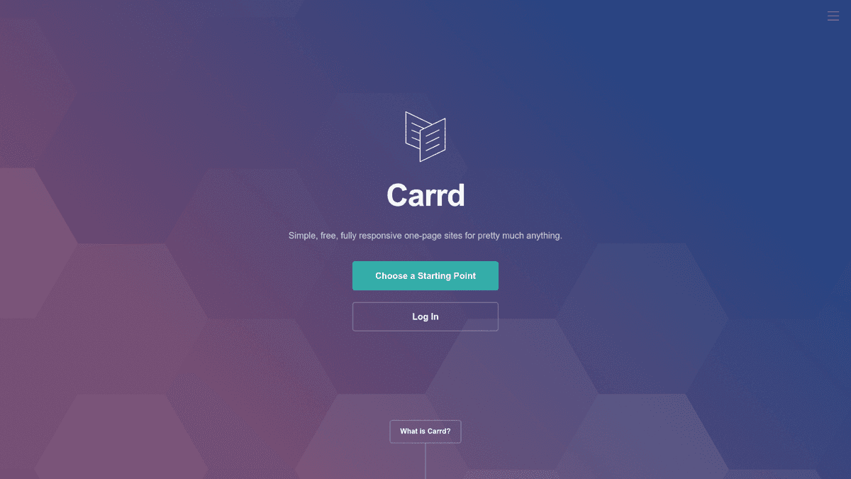 Carrd homepage showing simple website builder interface