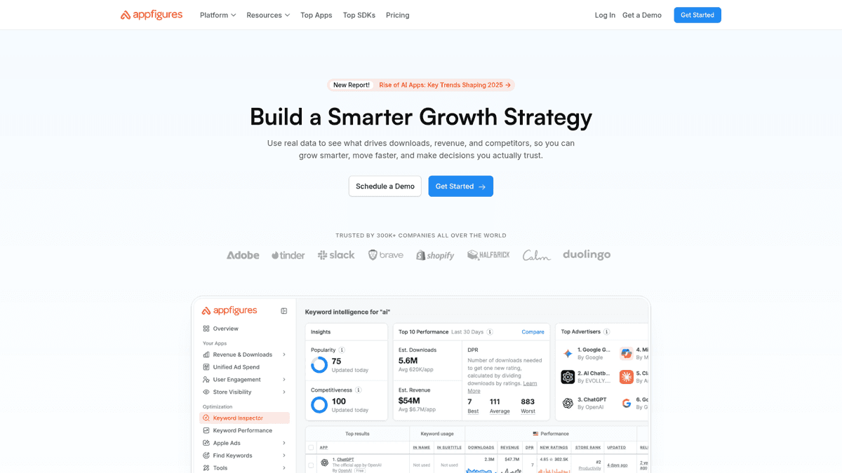Appfigures - app analytics and ASO platform