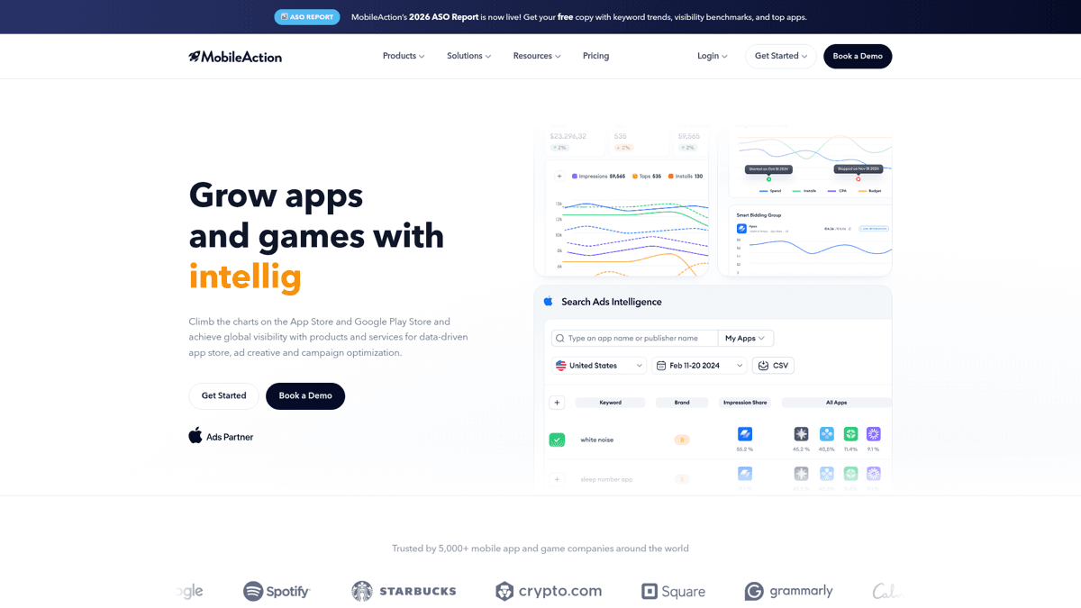 MobileAction ASO tool - keyword research and Apple Ads integration