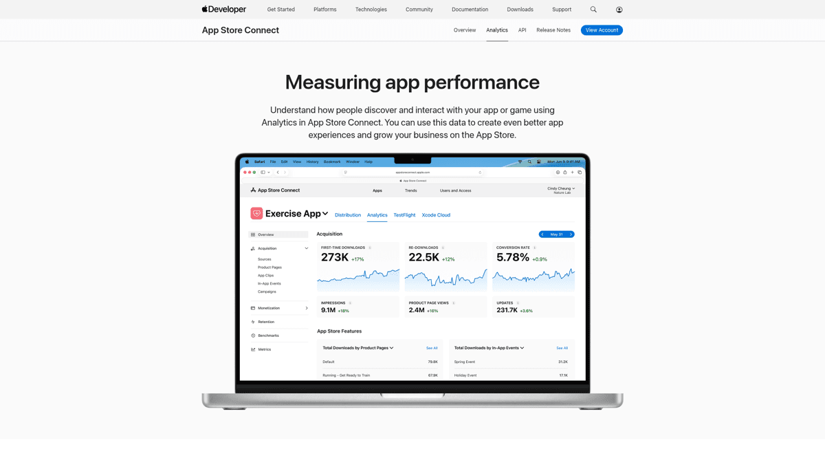 The new App Store Connect Analytics dashboard after the March 2026 update