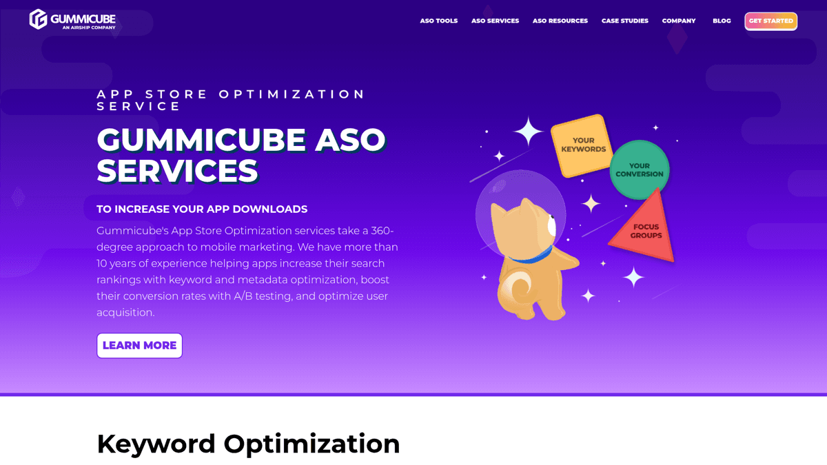 Gummicube homepage - full-service ASO agency