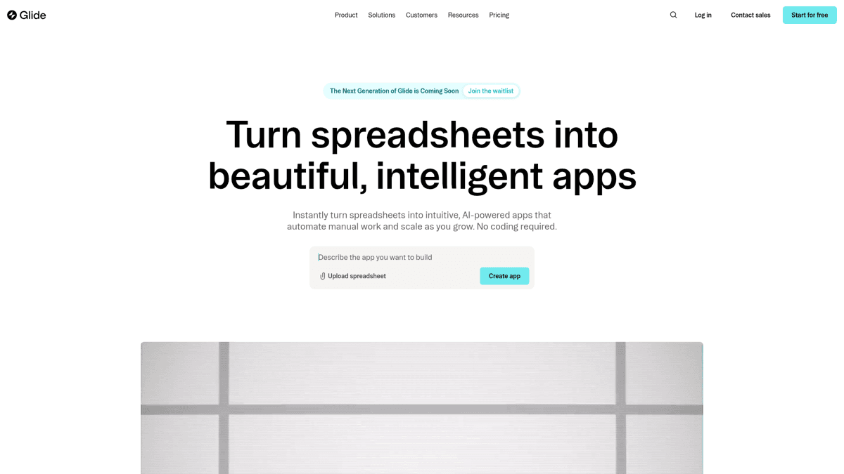 Glide app builder interface