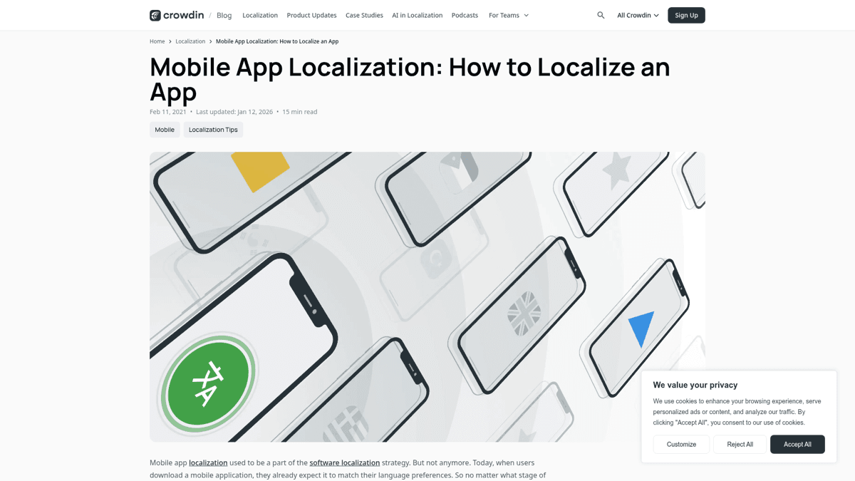 Crowdin mobile app localization guide screenshot