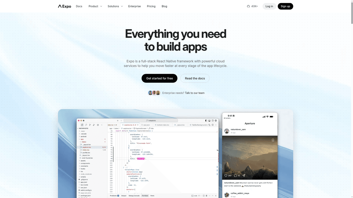 Expo development platform